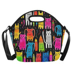 Colourful Cats - Neoprene Lunch Bag Neoprene Lunch Bag Printed Offshore