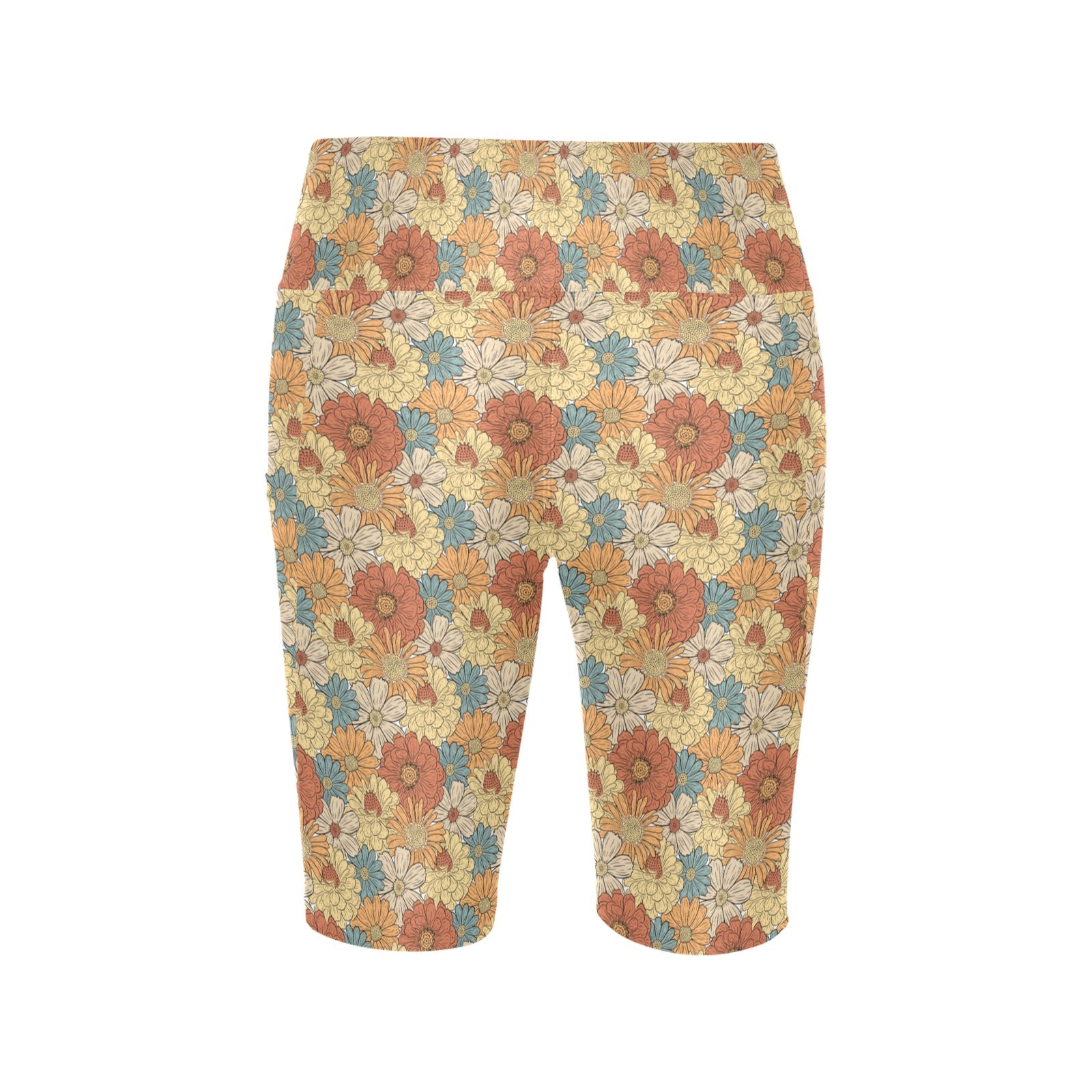 Vintage Retro Floral Women's Bike Shorts With Side Pockets Women's Bike Shorts Plants Printed Offshore Retro