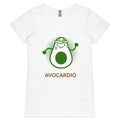 Avocardio - Womens V-Neck T-Shirt White Womens Active V-Neck T-shirt Fitness Printed In Australia