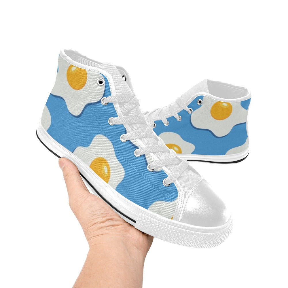 Fried Eggs - Kids High Top Canvas Shoes