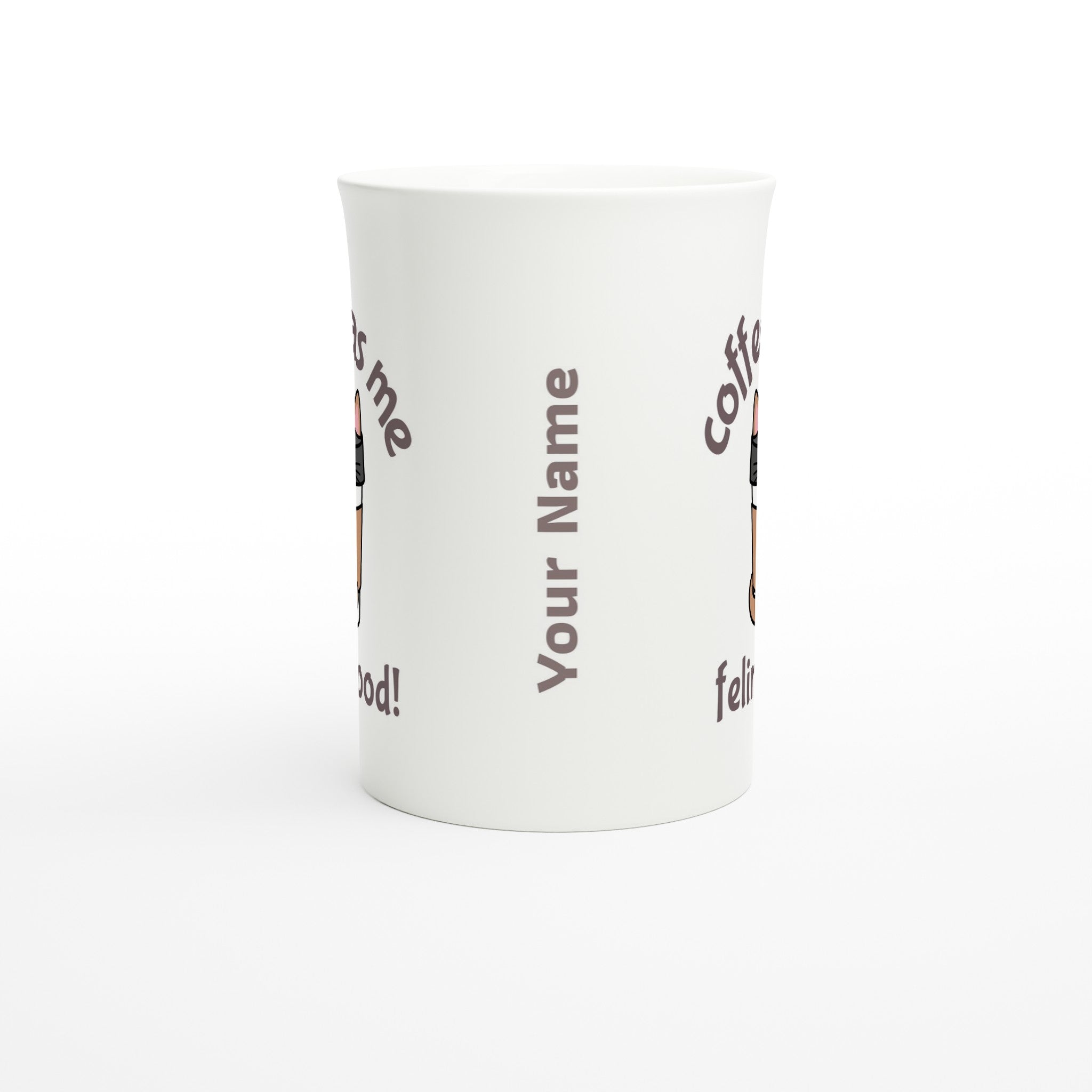 Personalise - Coffee Has Me Feline Good - White 10oz Porcelain Slim Mug Personalised Porcelain Mug animal Coffee customise Globally Fulfilled personalise