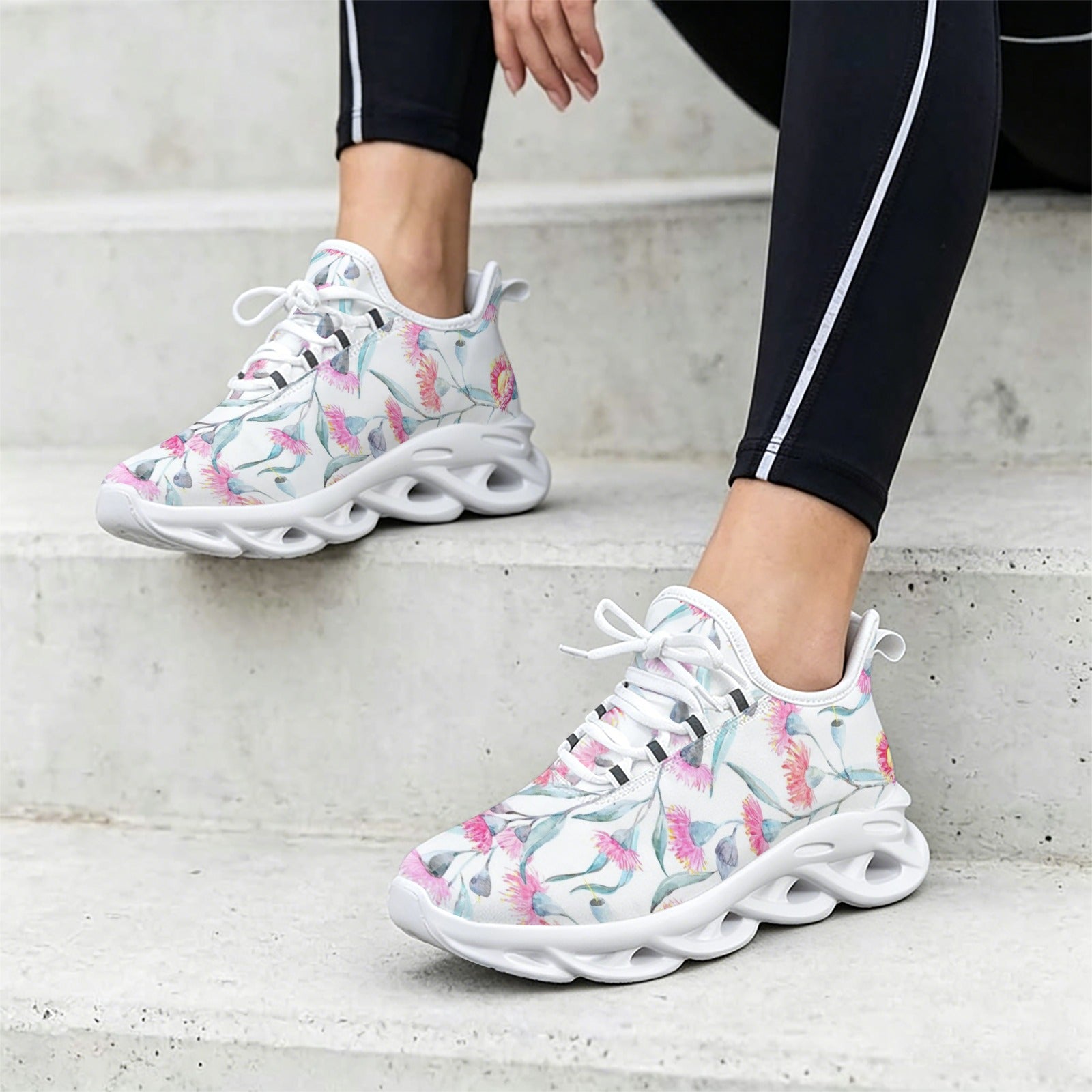 Pink Eucalyptus Flowers Women's Twisted Sole Sneakers