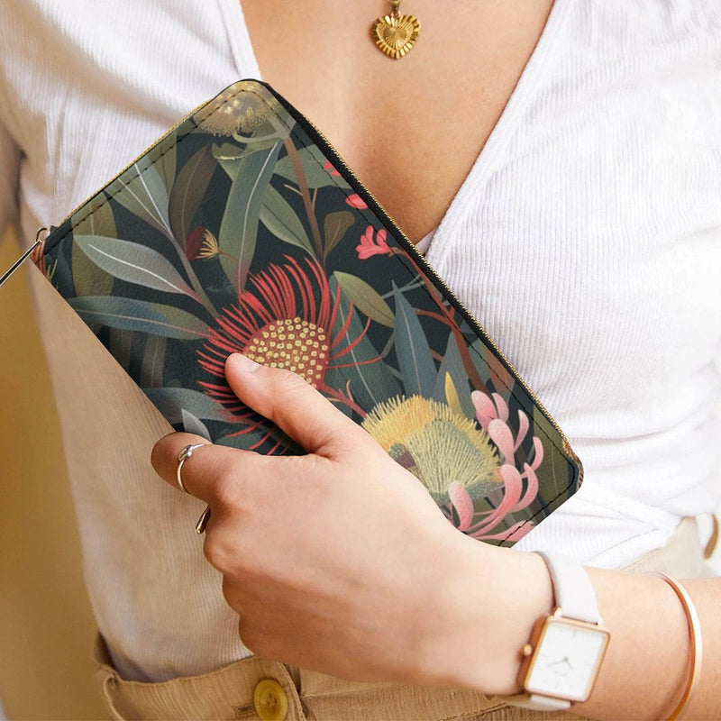 Australian Flowers - PU Leather Wallet Zippered Wallet / Purse Printed Offshore
