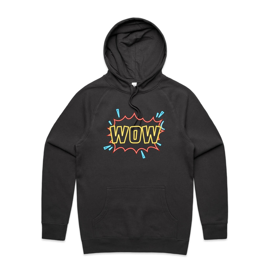 Wow, Comic Book - Mens Hoodie Coal Mens Hoodie comic Printed In Australia