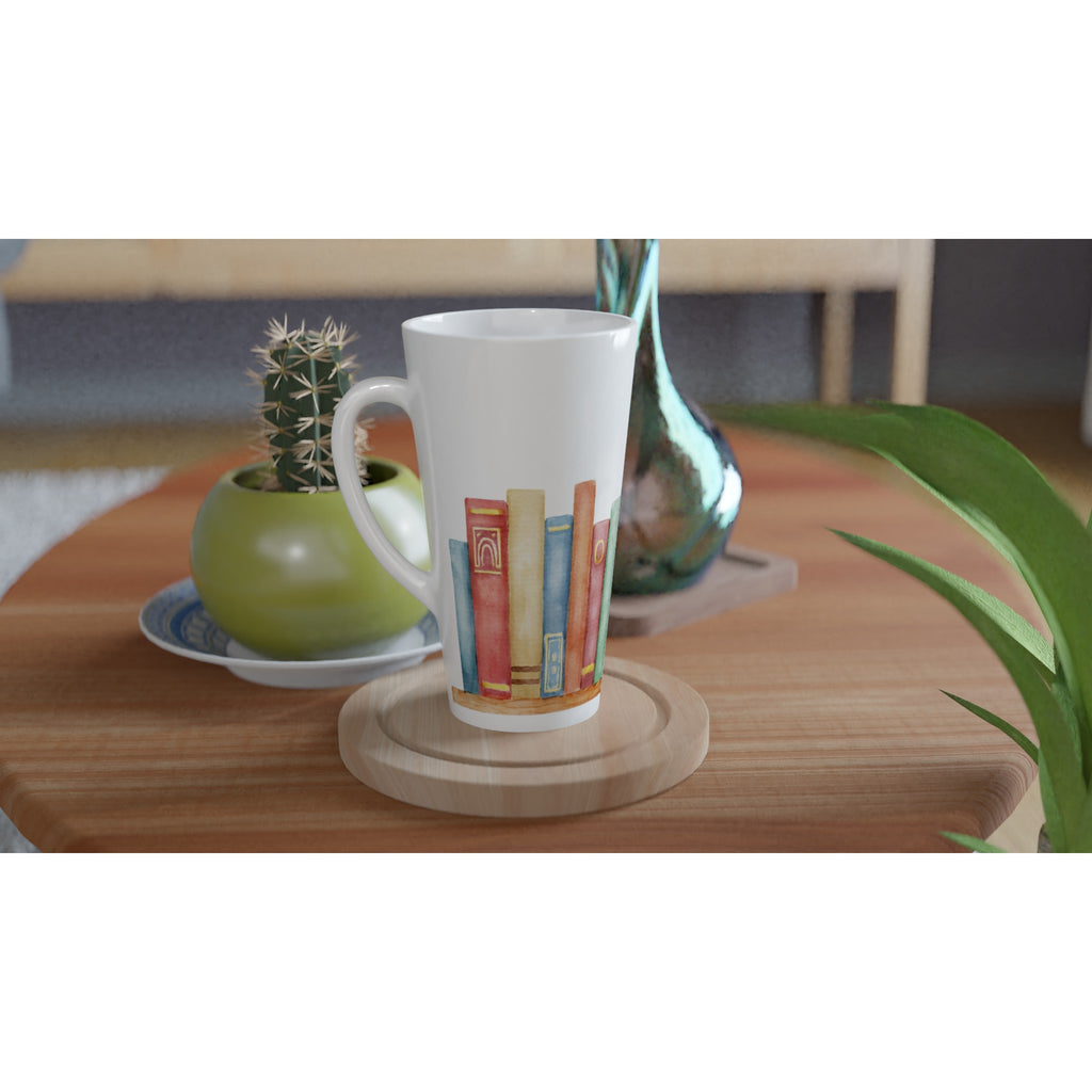 Books - White Latte 17oz Ceramic Mug Latte Mug Globally Fulfilled Reading