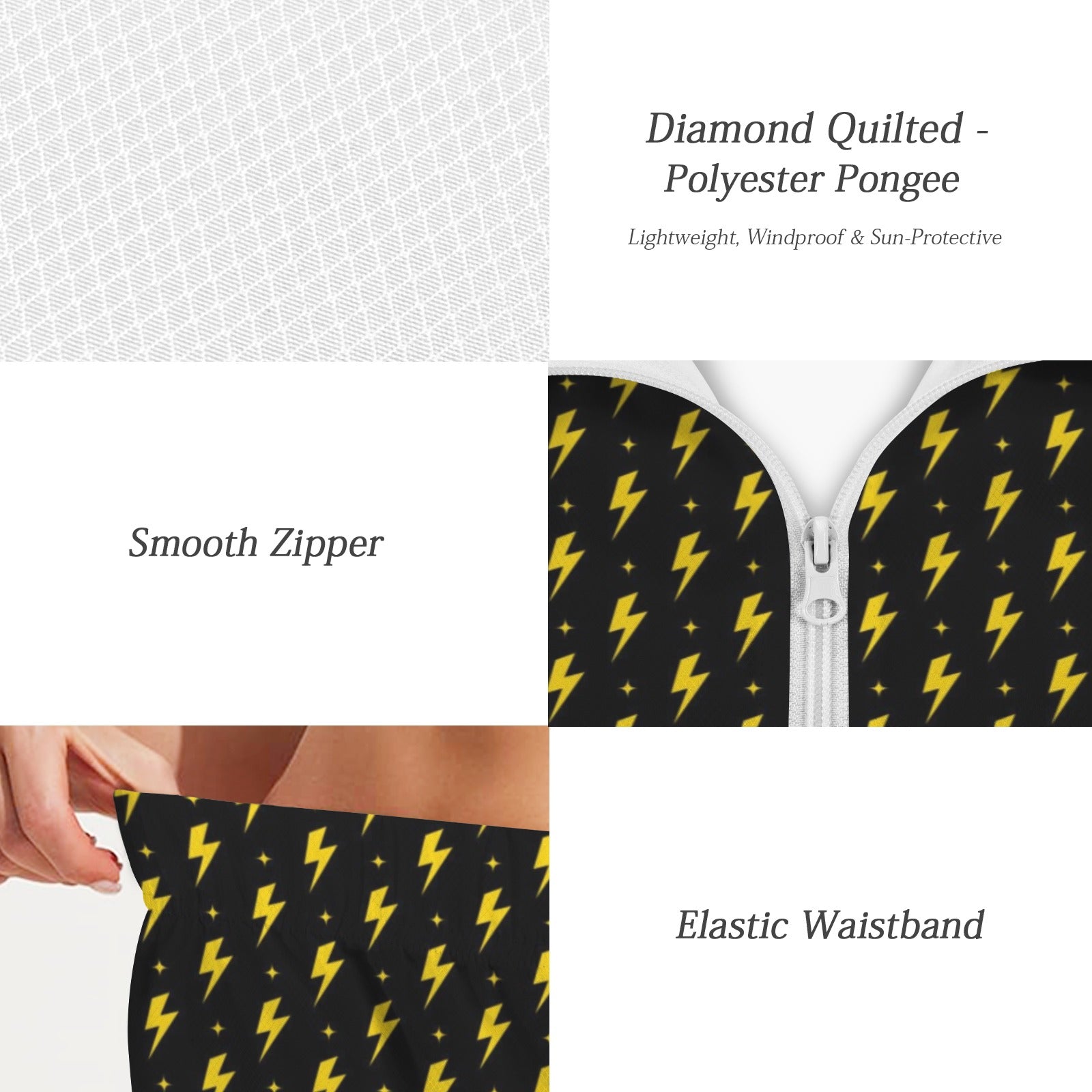 Yellow Lightning Women's Windbreaker Short Set Women's Windbreaker Short Set comic Printed Offshore