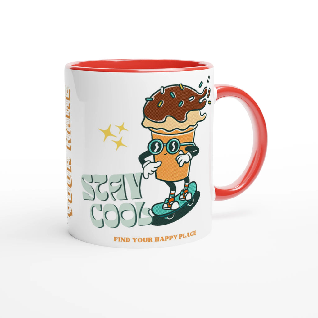 Personalise - Stay Cool, Ice Cream - White 11oz Ceramic Mug Personalised Mug customise Globally Fulfilled personalise Retro