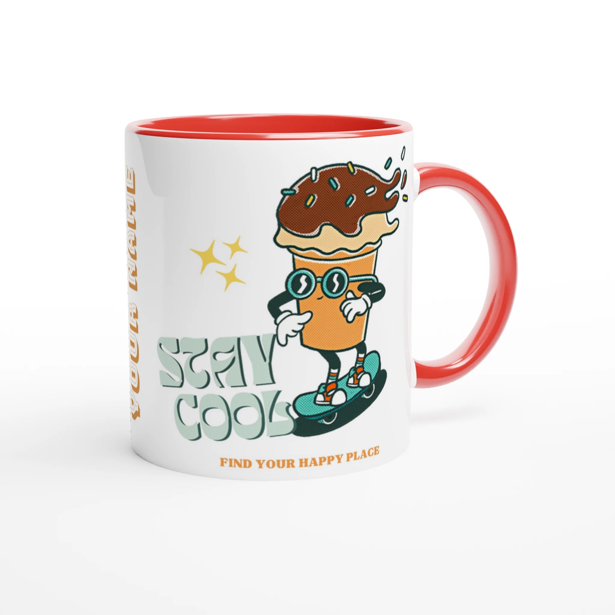 Personalise - Stay Cool, Ice Cream - White 11oz Ceramic Mug Personalised Mug customise Globally Fulfilled personalise Retro