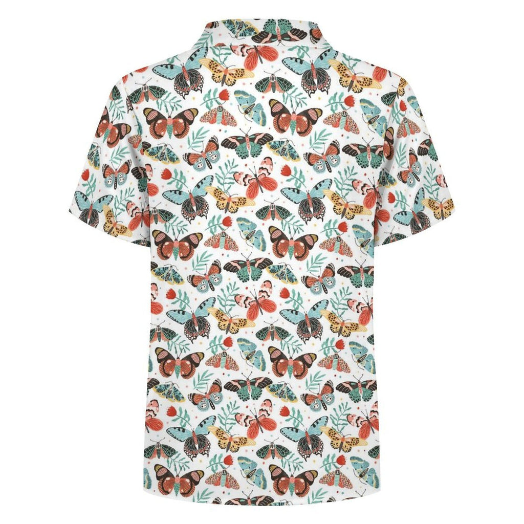 Pretty Moths And Butterflies Kids Youth Short Sleeve Button Up Shirt