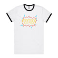 Wow Men's AS Colour Ringer Tee White Black Ringer T-Shirt comic Printed In Australia