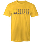 Guitar Timeline - Mens T-Shirt Yellow Mens T-shirt Music Printed In Australia