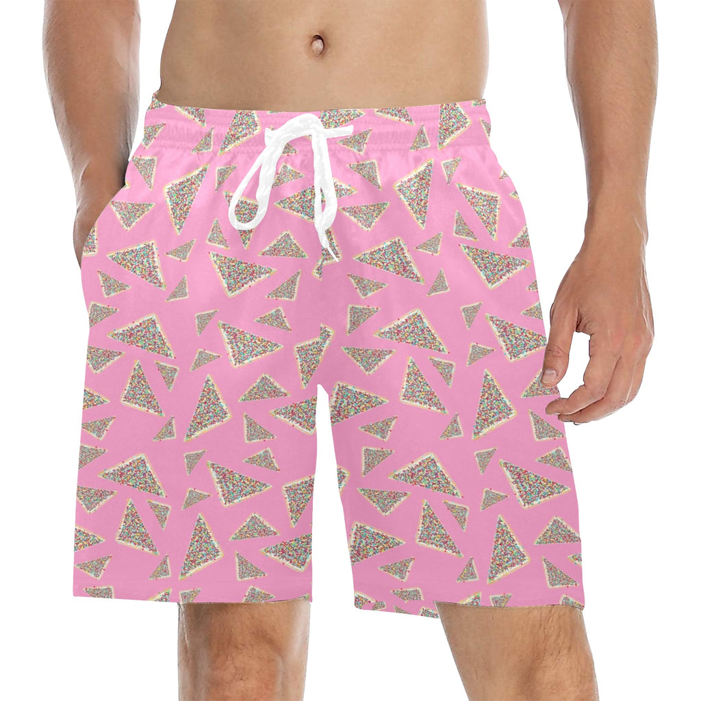 Fairy Bread Pink Men's Mid-Length Beach Shorts 5XL Men's Mid-Length Beach Shorts Food Printed Offshore