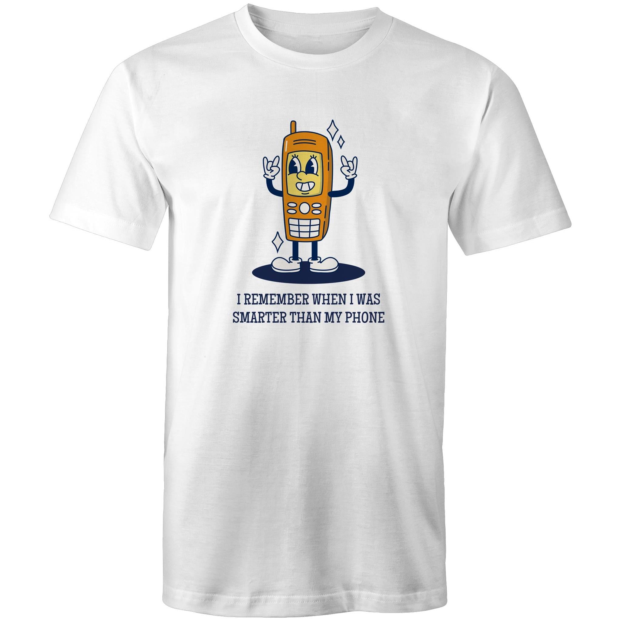 I Remember When I Was Smarter Than My Phone - Mens T-Shirt White Mens T-shirt Printed In Australia Retro Tech