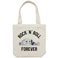 Rock And Roll Forever Canvas Tote Bag Cream One Size Tote Bag Music Printed In Australia
