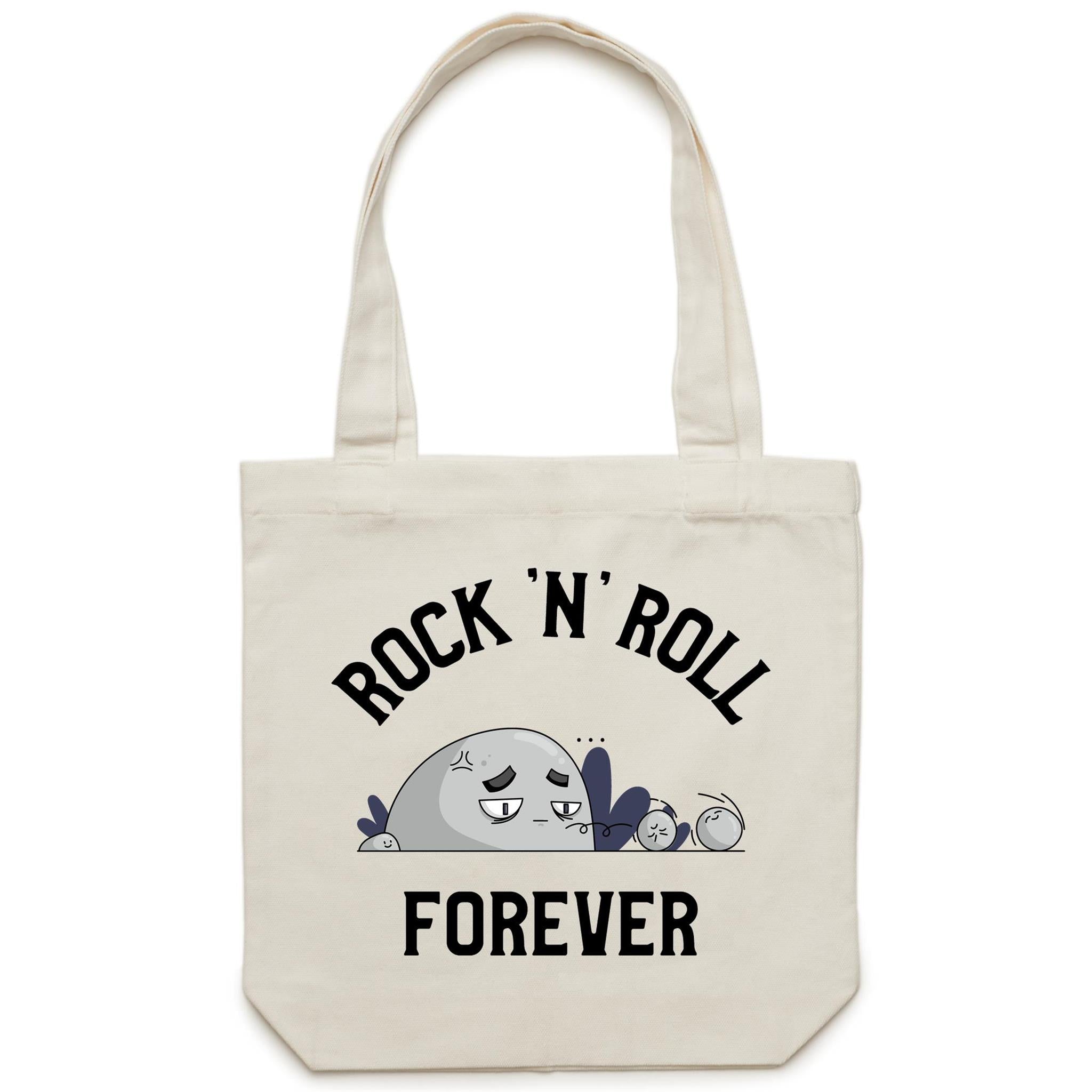 Rock And Roll Forever - Canvas Tote Bag Cream One Size Tote Bag Music Printed In Australia