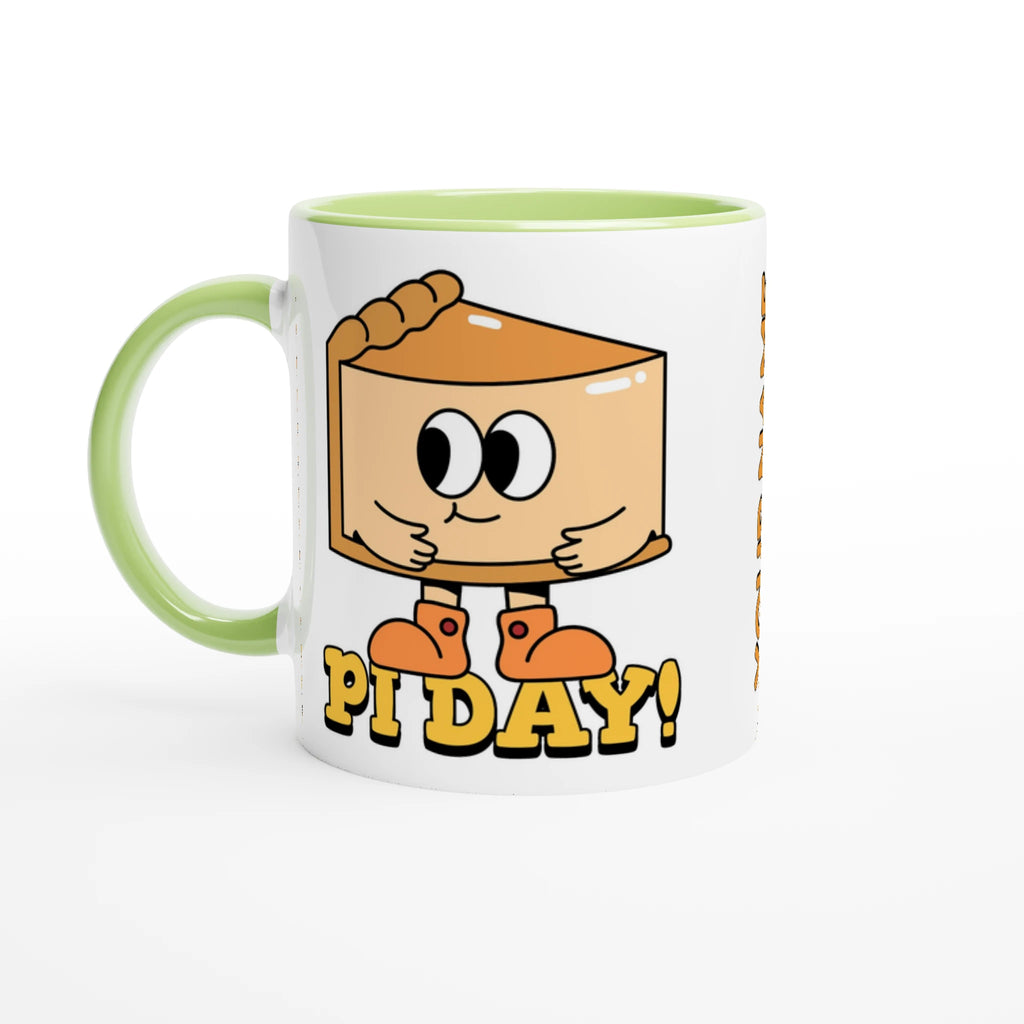 Personalised - Pi Day - White 11oz Ceramic Mug with Colour Inside Ceramic Green Personalised 11oz Mug customise Globally Fulfilled Maths personalise Science