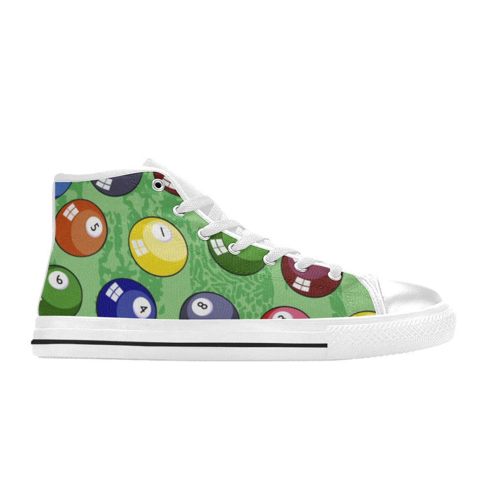 Pool Balls - Kids High Top Canvas Shoes