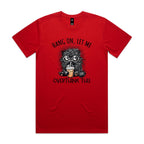 Frazzled Cat, Hang On Let Me Overthink This Men's AS Colour T-shirt Red Mens T-shirt animal Printed In Australia