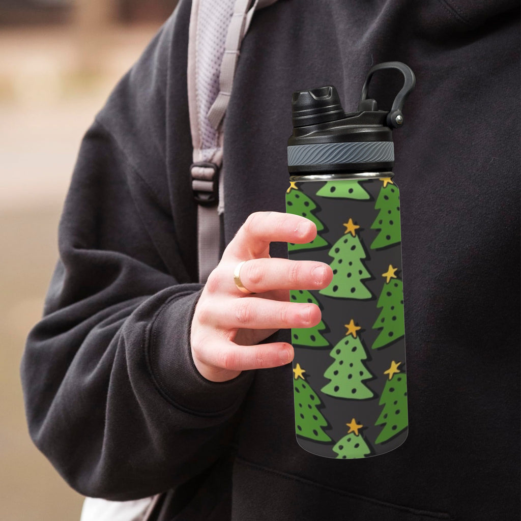 Christmas Trees - Insulated Water Bottle with Dual-Use Lid (18oz) Insulated Water Bottle with Dual-Use Lid (18oz) Christmas Printed Offshore