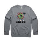 Cell-fie Cell Selfie AS Colour Stencil Crew Sweatshirt Gravel Sweatshirt Printed In Australia Science