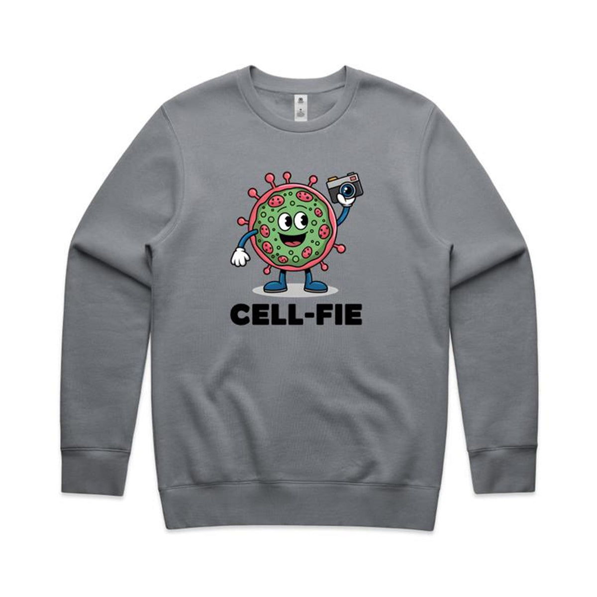 Cell-fie Cell Selfie AS Colour Stencil Crew Sweatshirt Gravel Sweatshirt Printed In Australia Science