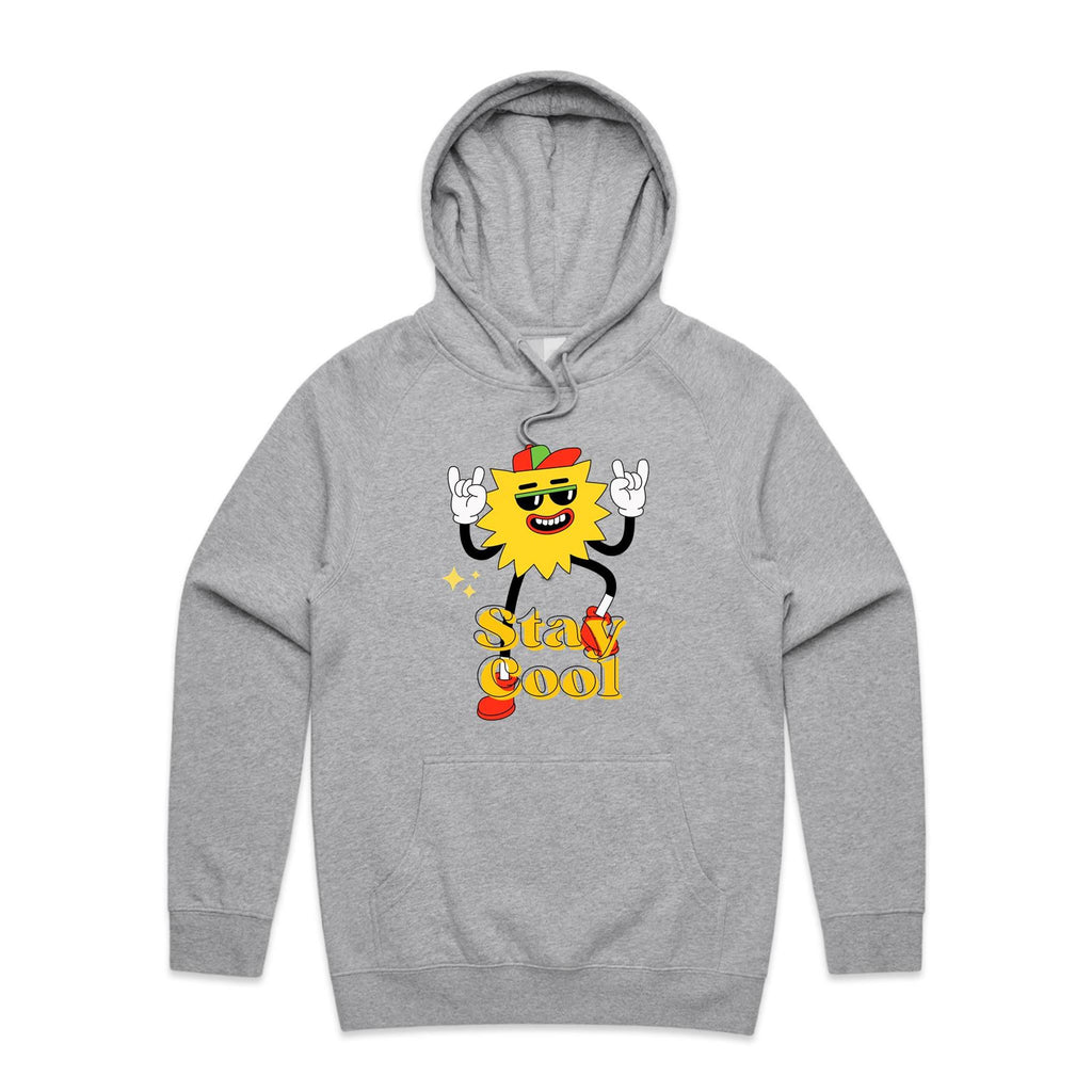 Stay Cool - Mens Hoodie Grey Marle Mens Hoodie Printed In Australia