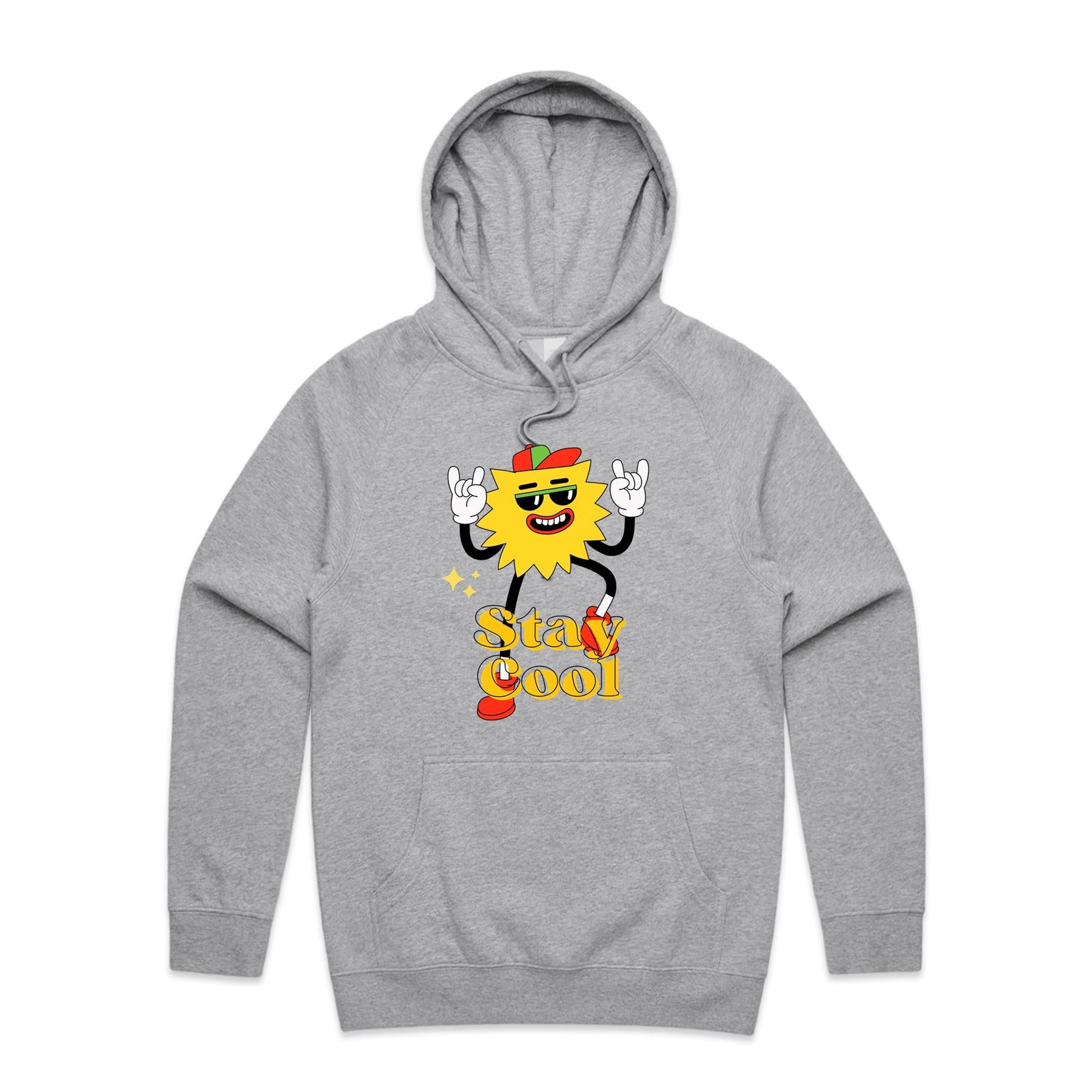 Stay Cool - Mens Hoodie Grey Marle Mens Hoodie Printed In Australia