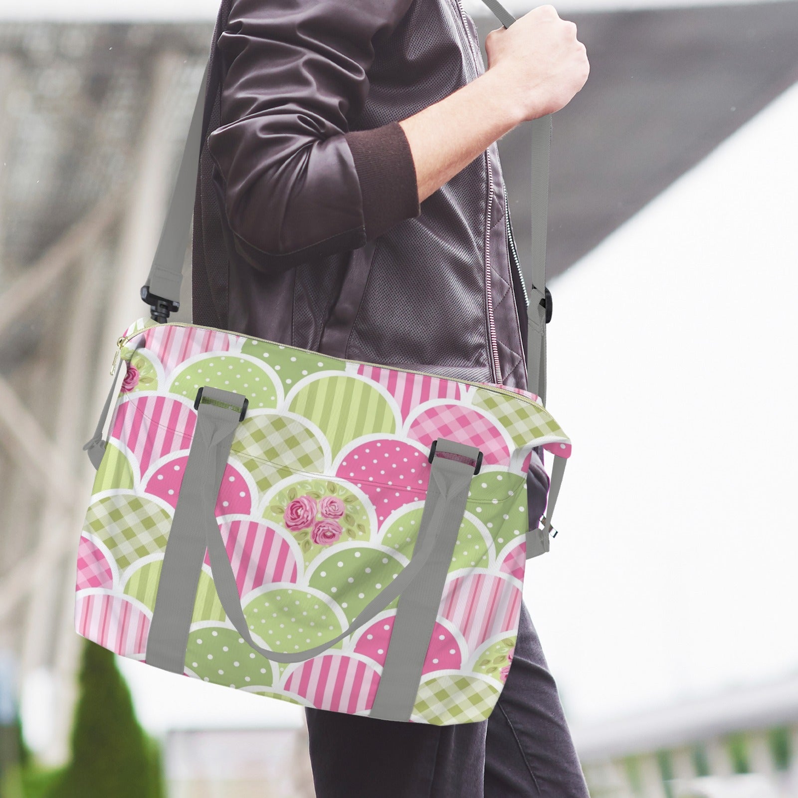 Floral Tabs Duffle Bag-Simple (Model 1715) Duffle Bag-Simple (1715)