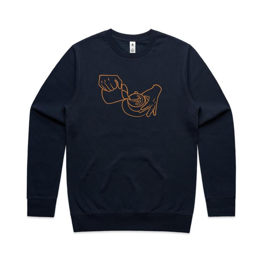 Barista - AS Colour Stencil Crew Sweatshirt Navy Sweatshirt Coffee Printed In Australia