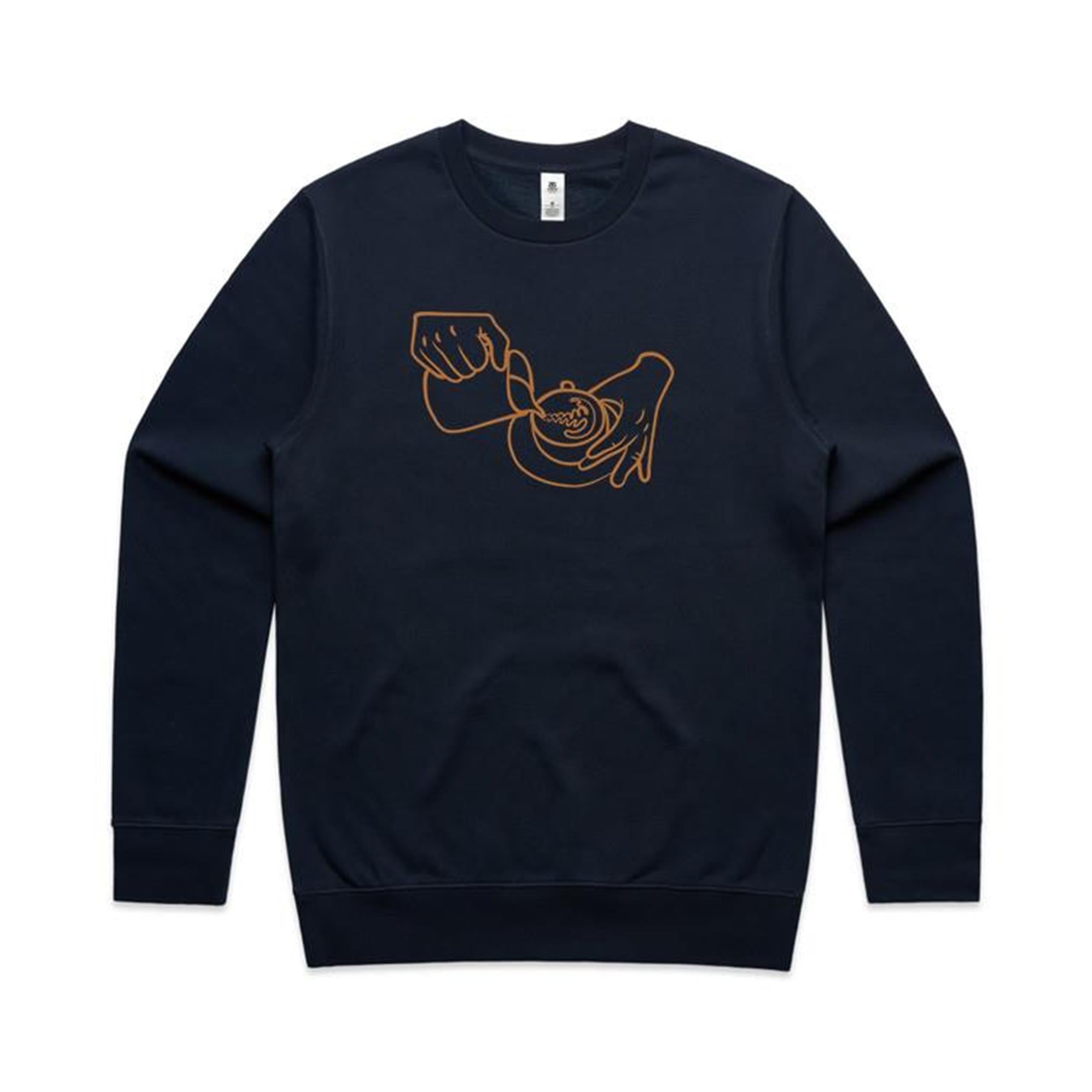 Barista - AS Colour Stencil Crew Sweatshirt Navy Sweatshirt Coffee Printed In Australia