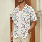 Ukulele Men's Short Sleeve Hawaiian Shirt Men's Hawaiian Shirt (New) Music Printed Offshore