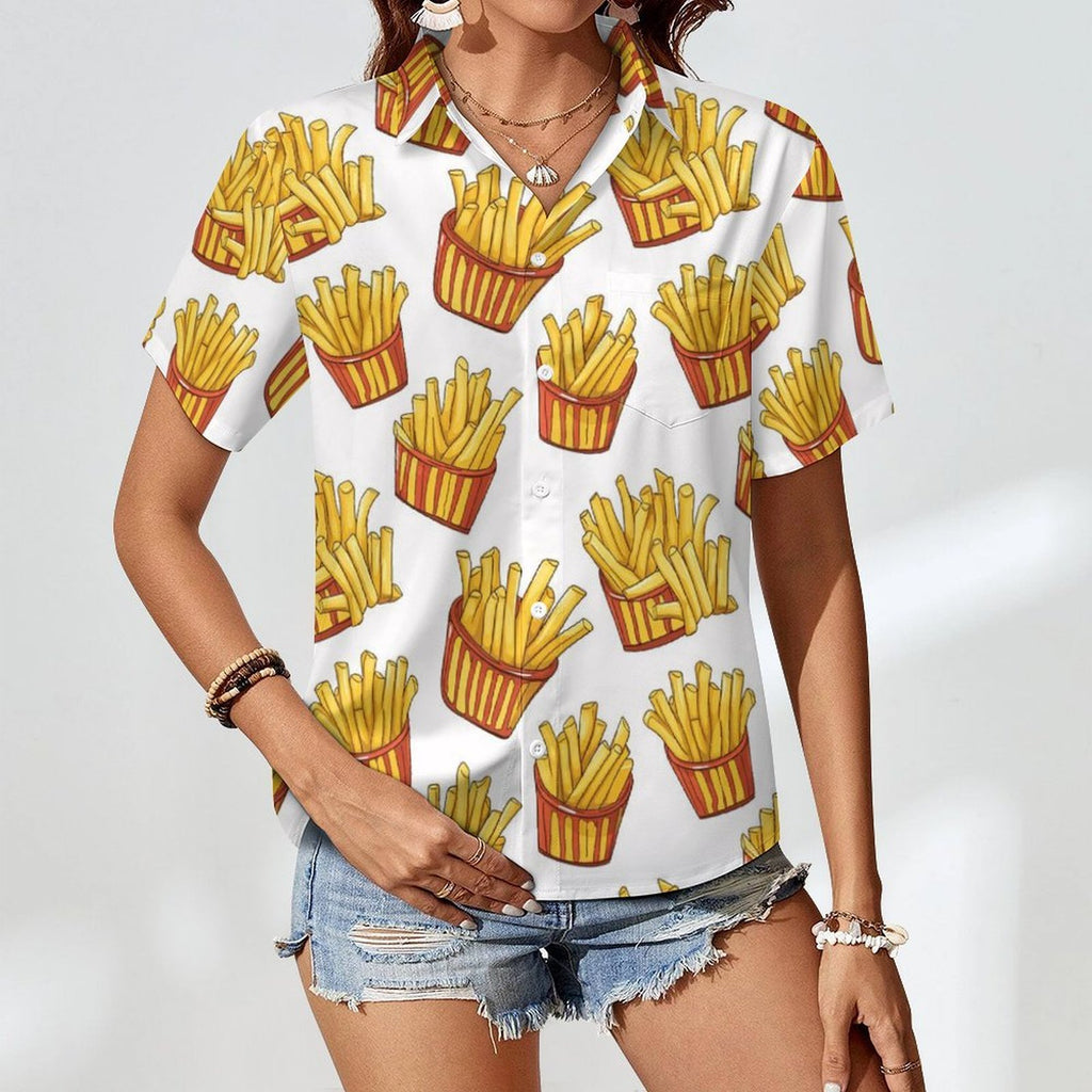 French Fries / Chips - Women's Short-Sleeve Button Up Shirt