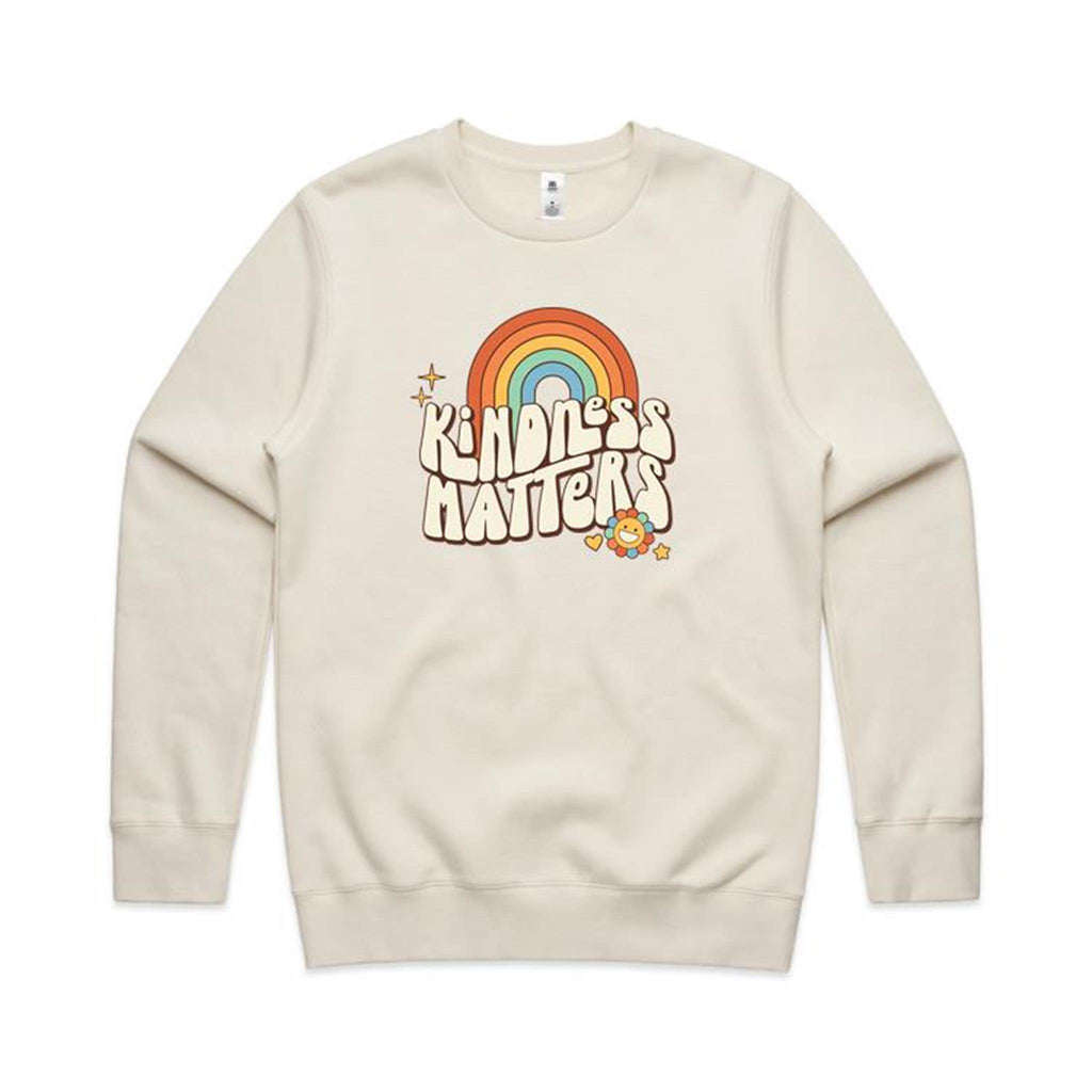 Kindness Matters - AS Colour Stencil Crew Sweatshirt Ecru Sweatshirt Kindness Printed In Australia Retro