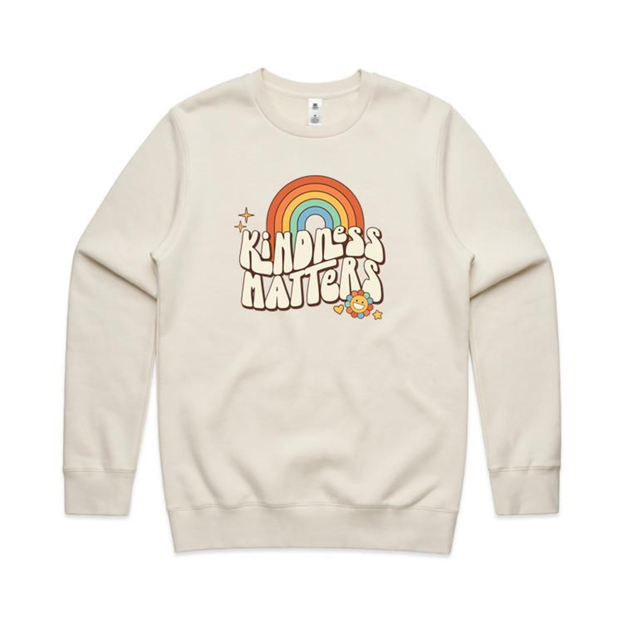 Kindness Matters - AS Colour Stencil Crew Sweatshirt Ecru Sweatshirt Kindness Printed In Australia Retro