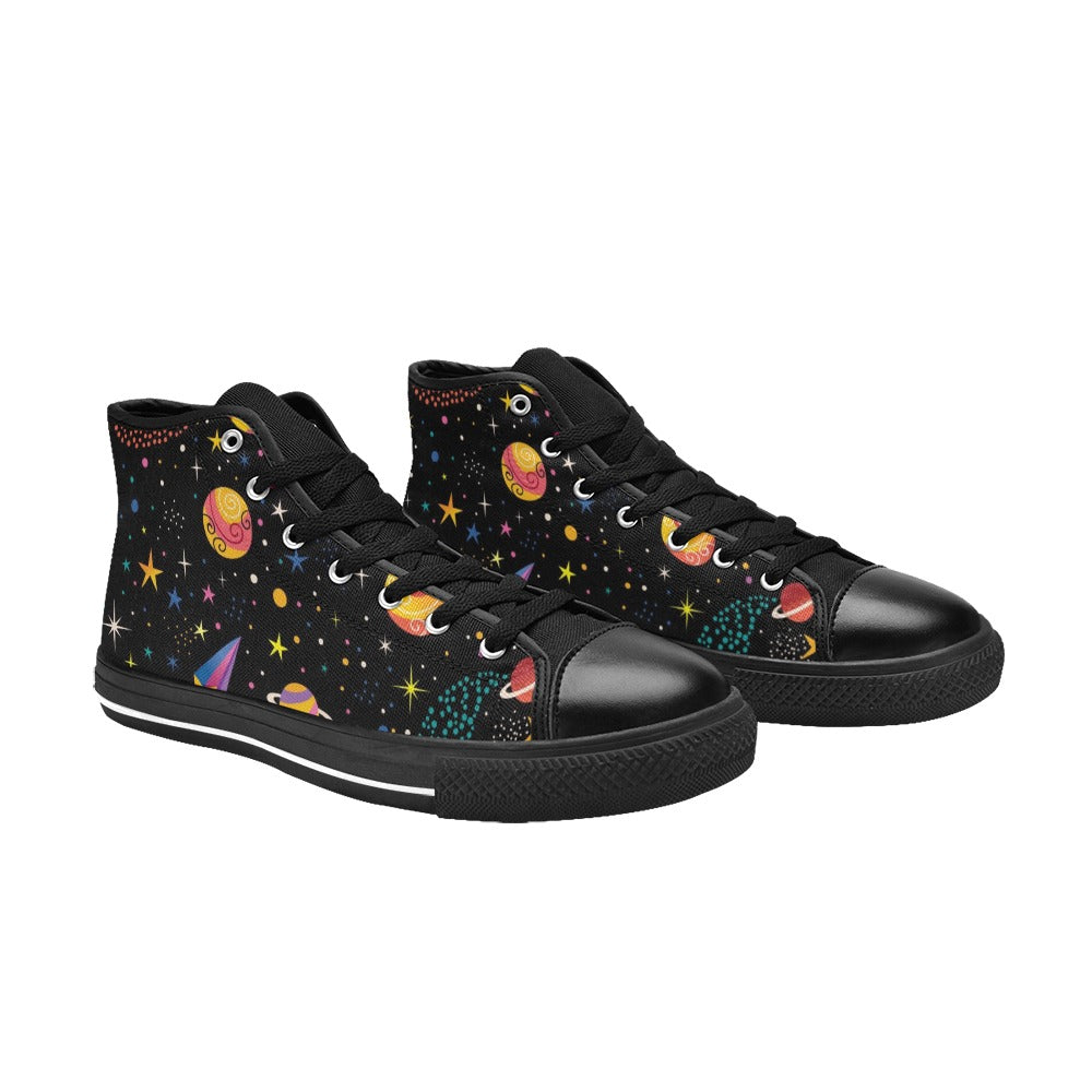 Space - Men's High Top Canvas Shoes