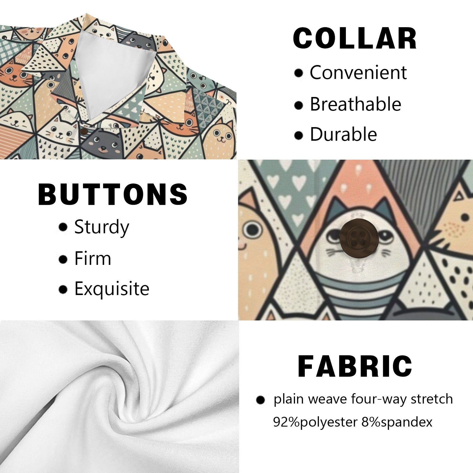 Diamond Cat Pattern - Men's Hawaiian Shirt (Model T87)