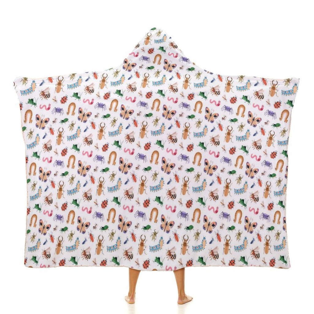 Cute Bugs Kids Hooded Blanket 100cm x 130cm white 40"×50" Kids Hooded Blanket Printed Offshore