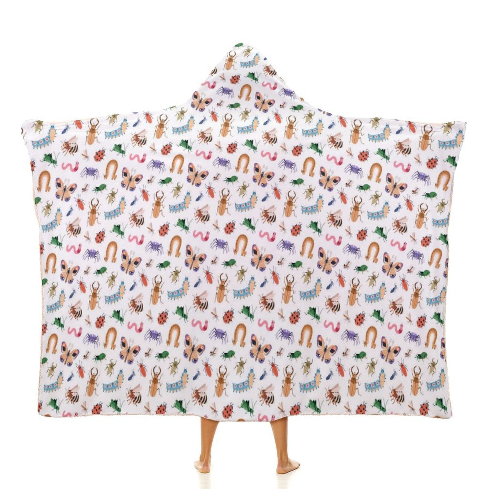 Cute Bugs Kids Hooded Blanket 100cm x 130cm white 40"×50" Kids Hooded Blanket Printed Offshore