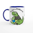Personalised - My Dad Is Roarsome, Dinosaur - White 11oz Ceramic Mug Ceramic Blue Personalised Mug customisable dad Globally Fulfilled personalise