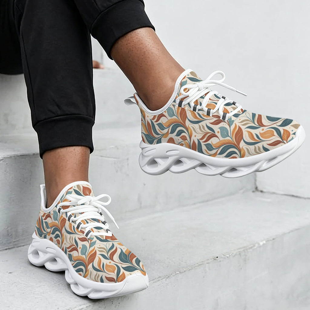 Whimsical Leaf Swirl Women's Twisted Sole Sneakers