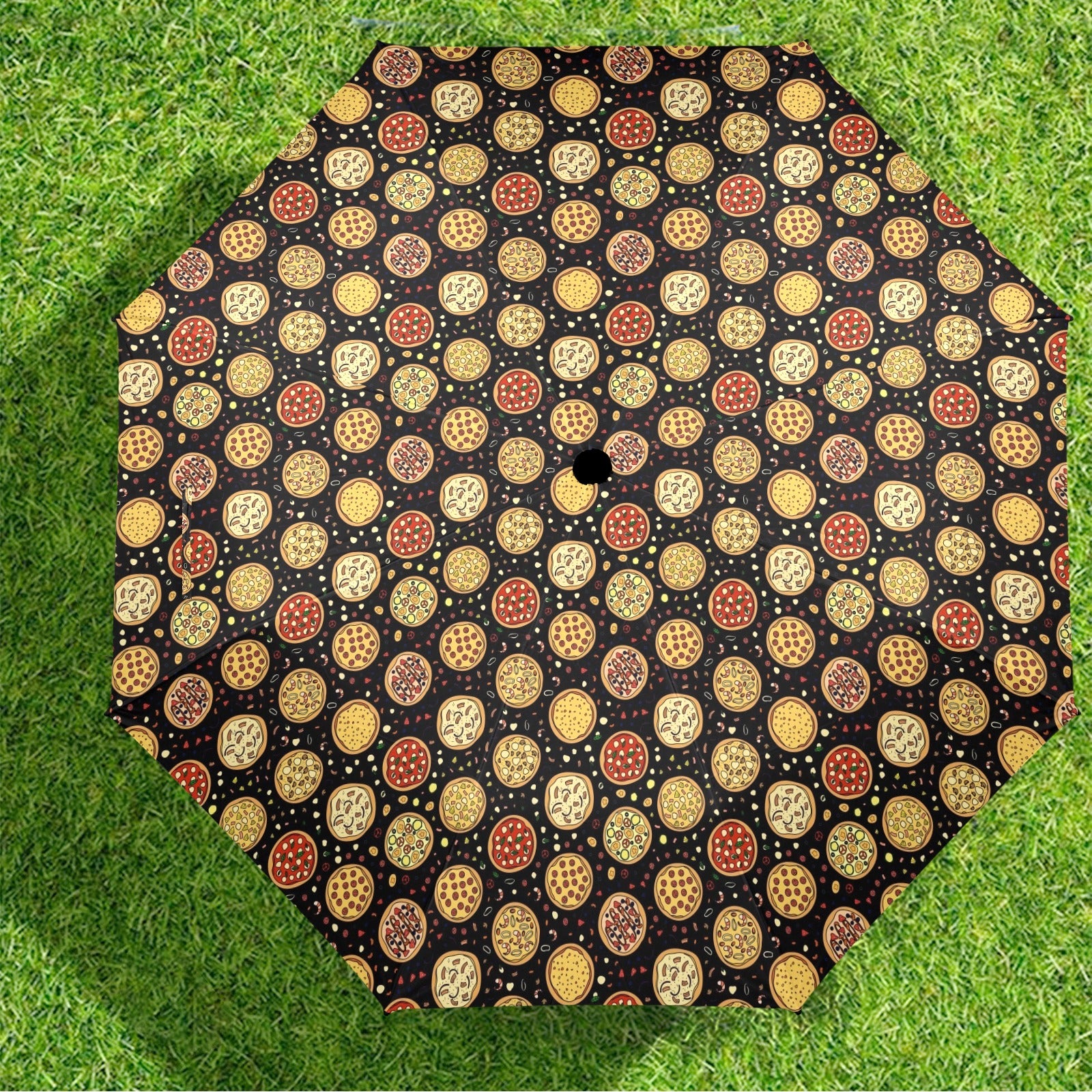 Round Pizzas On Black Umbrella Umbrella Food Printed Offshore