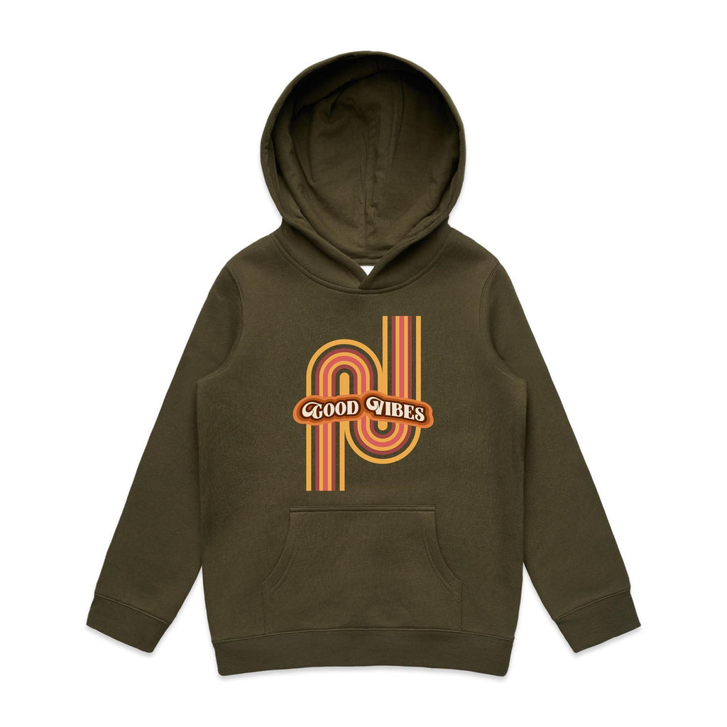 Good Vibes - Kids Hoodie Army Kids Hoodie Printed In Australia