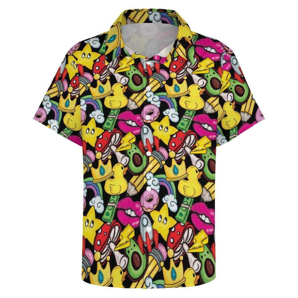 Bright And Cute Women's Collared Pocketless Short Sleeve Shirt