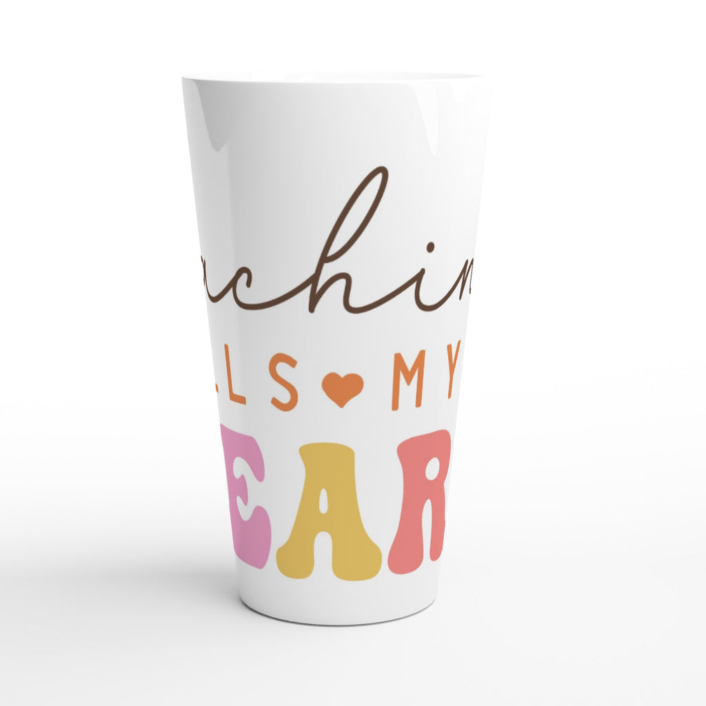 Teaching Fills My Heart White Latte 17oz Ceramic Mug Latte Mug Globally Fulfilled Teacher