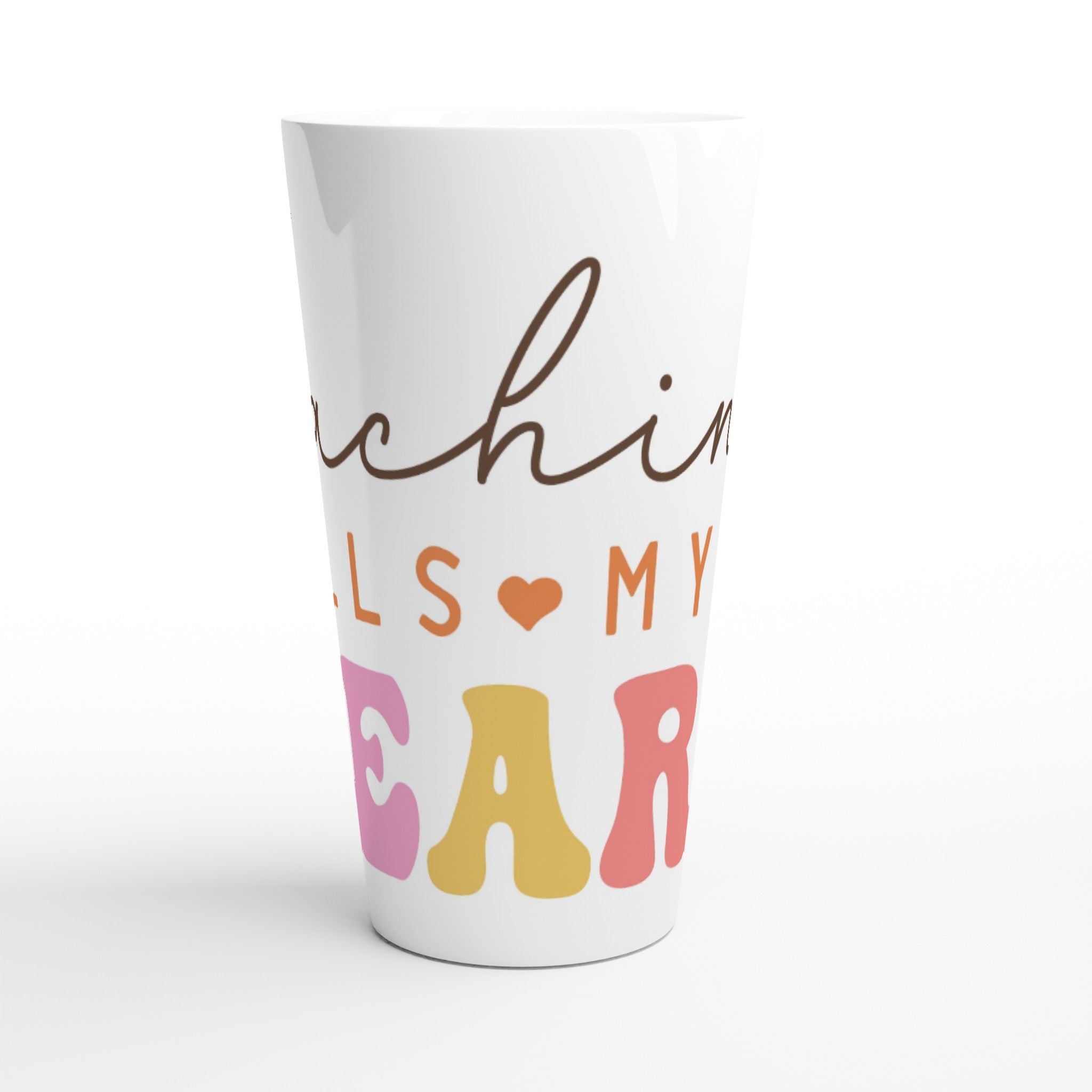 Teaching Fills My Heart White Latte 17oz Ceramic Mug Latte Mug Globally Fulfilled Teacher