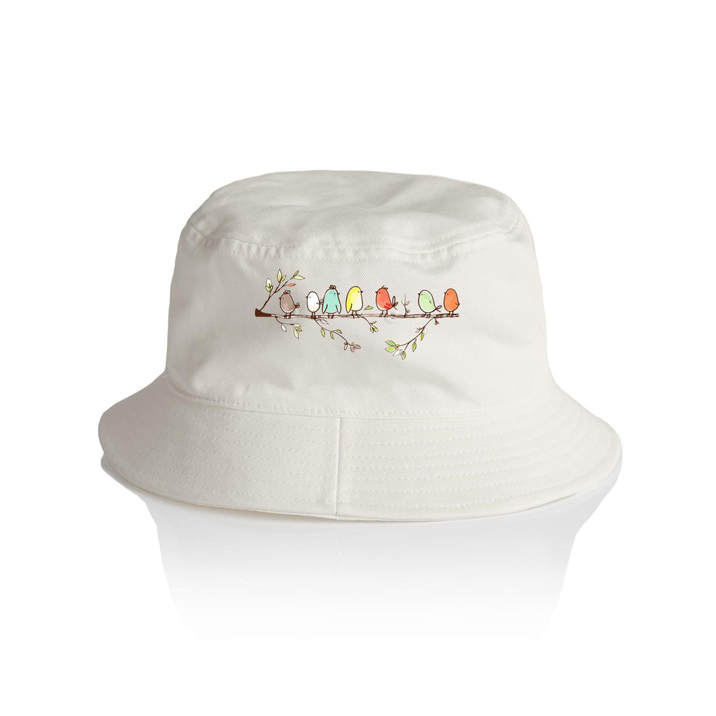 Birds On A Branch - AS Colour Bucket Hat Ecru One Size As Colour Bucket Hat animal Printed In Australia