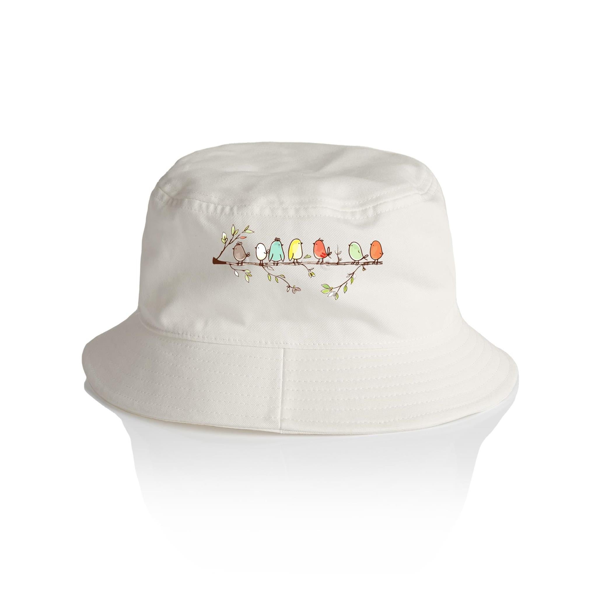 Birds On A Branch - AS Colour Bucket Hat Ecru One Size As Colour Bucket Hat animal Printed In Australia