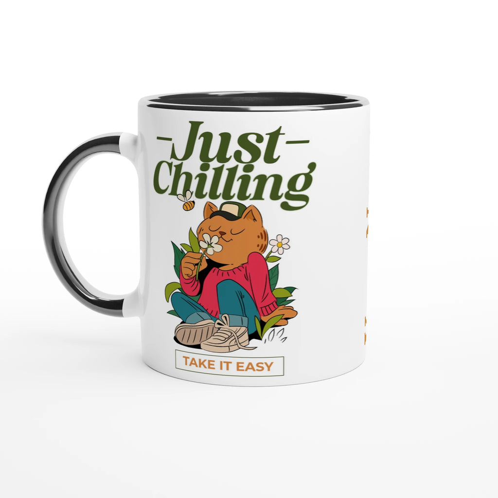 Personalised - Just Chilling - White 11oz Ceramic Mug with Colour Inside Ceramic Black Personalised 11oz Mug animal customise Globally Fulfilled personalise