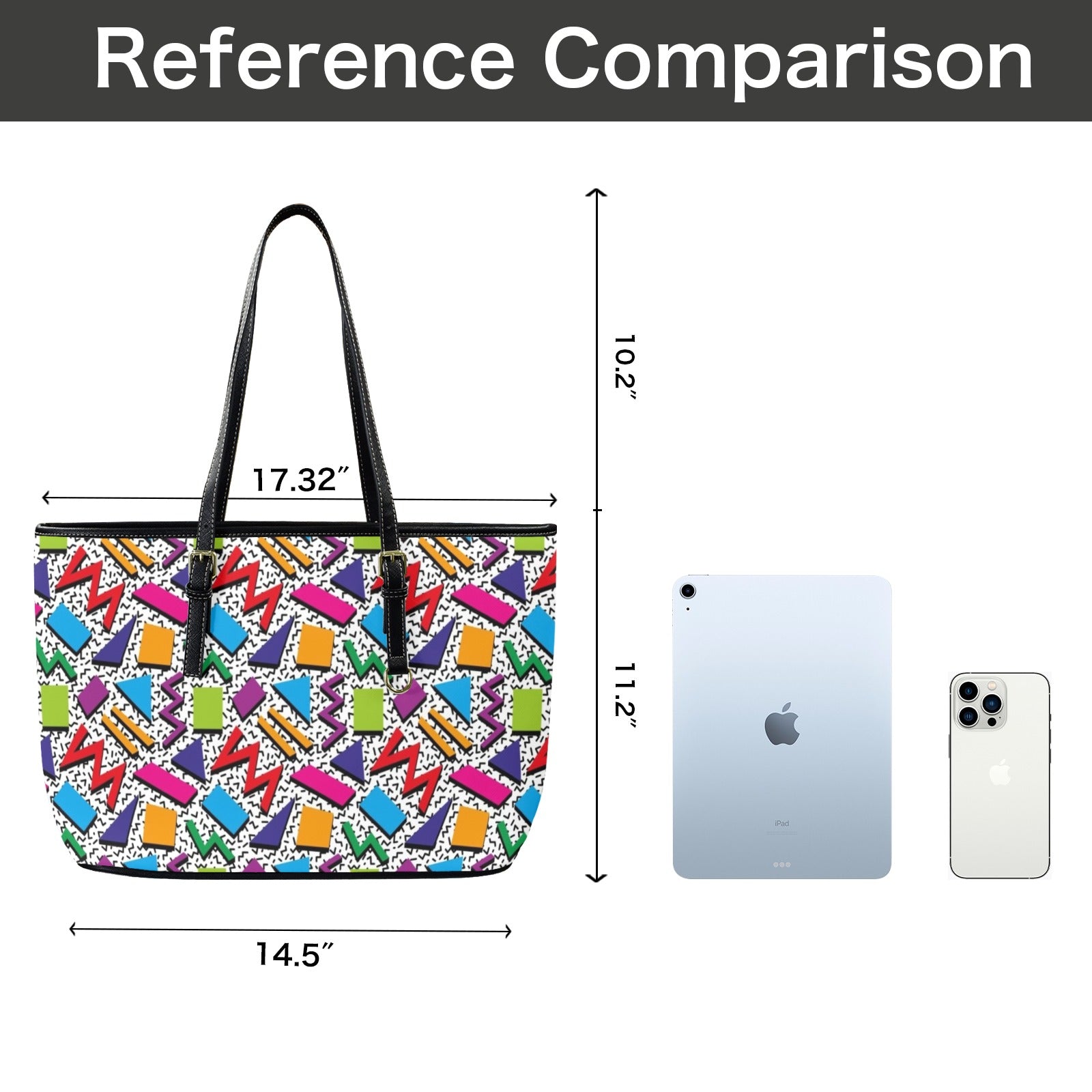 Graphic 80's - PU Leather Tote Bag - Large