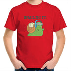 Snailing It - Kids Youth T-Shirt Red Kids Youth T-shirt animal Fitness Printed In Australia